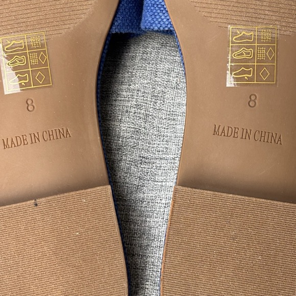 J. Crew Factory Sz 8 Jewel Slide Sandals Crystals‎  Blue Canvas - Picture 7 of 12